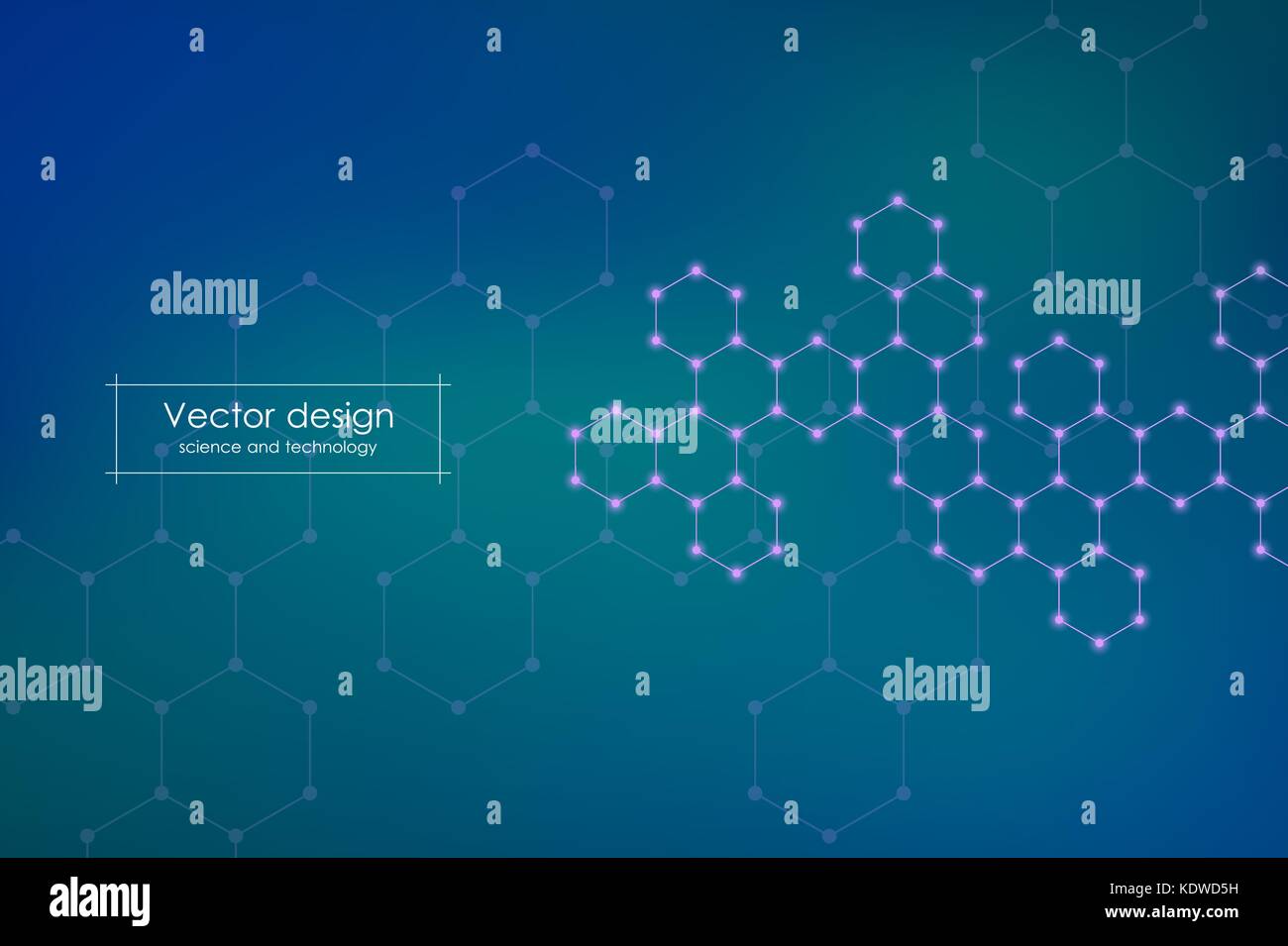 Abstrakte sechseckige Molekül Hintergrund, genetischen und chemischen Verbindungen, wissenschaftlichen oder technologischen Konzept Vector Illustration Stock Vektor