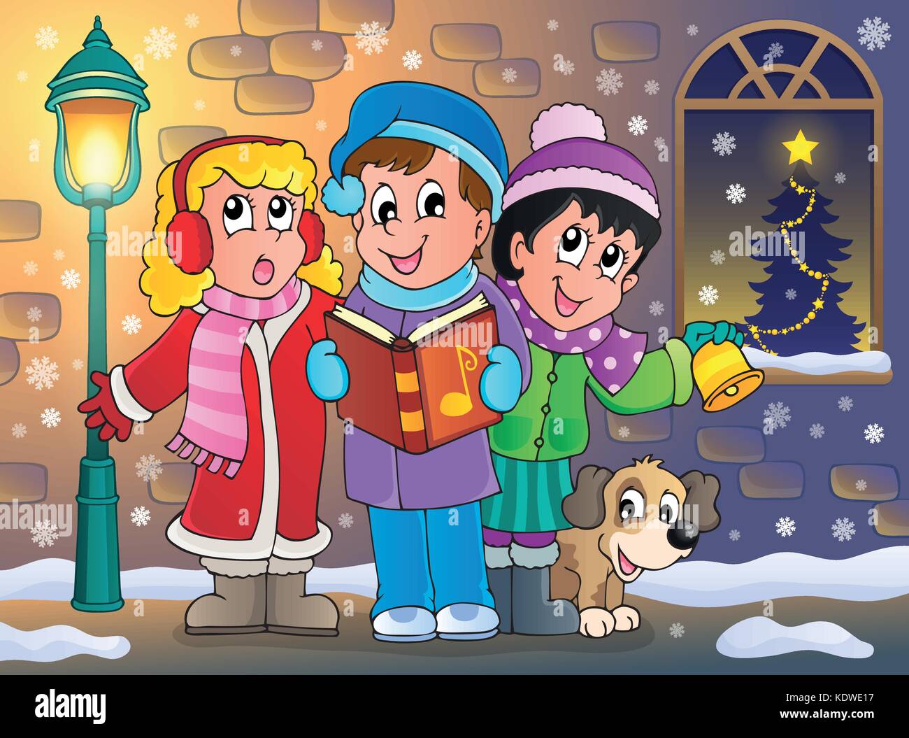 Christmas Carol singers Thema 5-eps 10 Vector Illustration. Stock Vektor