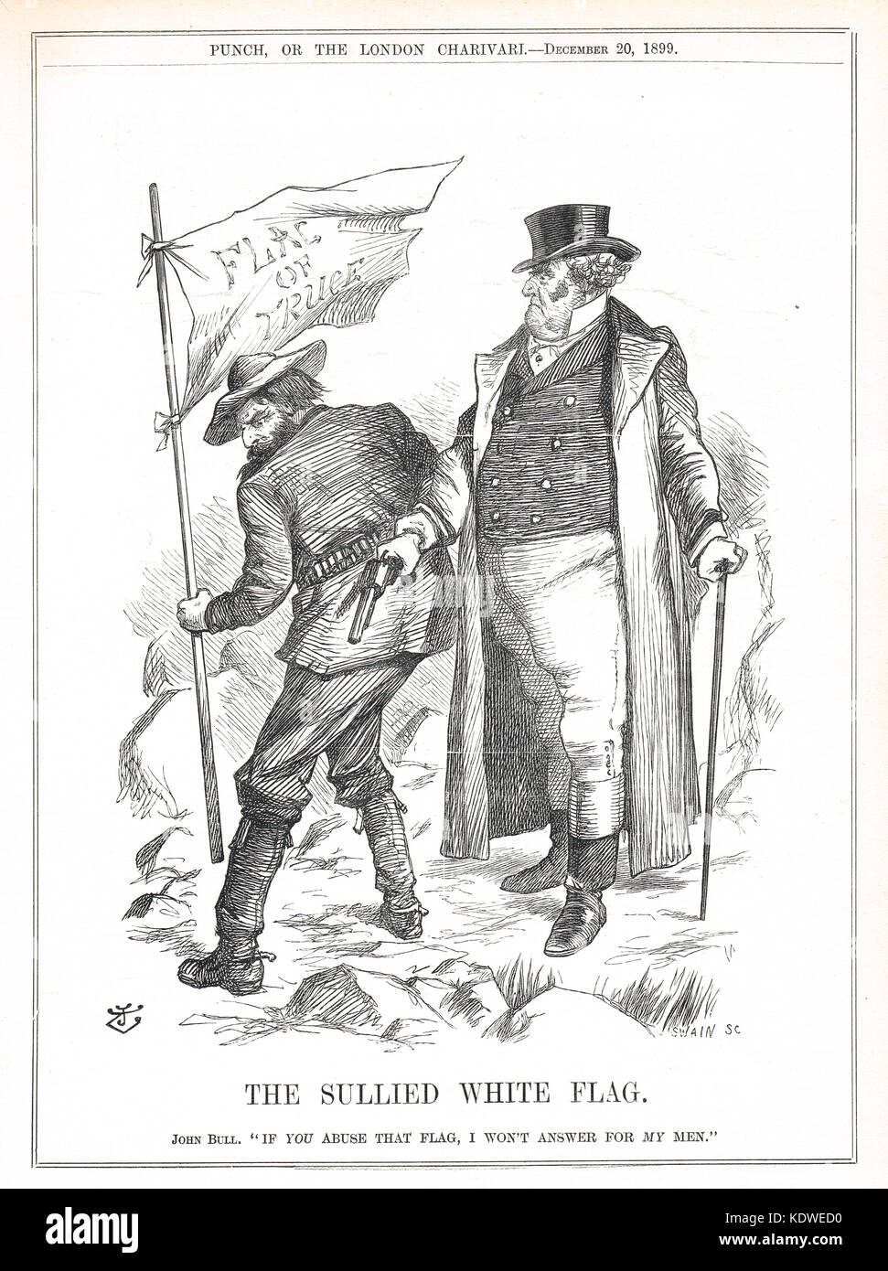 Die beschmutzte weiße Flagge, Buren Krieg, 1899 Stockfoto