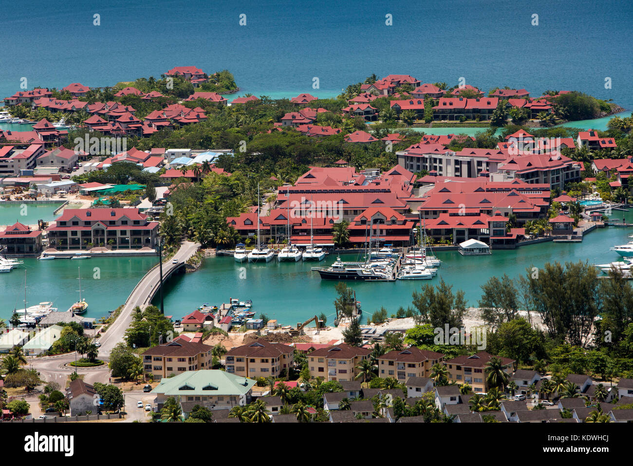 Die Seychellen, Mahe, Victoria, Eden Island, Residences & Marina auf zurückgewonnenen Landes Stockfoto