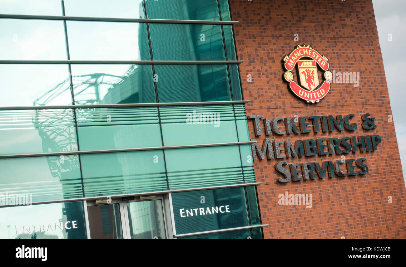 Ticket Office im Old Trafford. Zuhause von Manchester United Football Club. Stockfoto