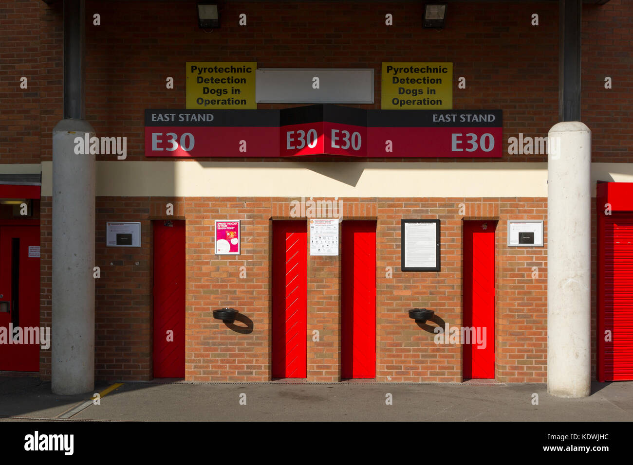 Drehkreuz Eingang im Old Trafford Stadion Stockfoto