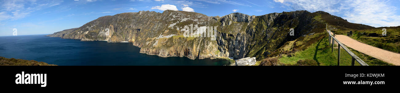 Slieve League, Sliabh League, sliabh liag, Klippen, Donega, Landschaft, Meer, Panorama, Panorama, 600 m hoch, im Atlantik, wilden Atlantik, Stockfoto