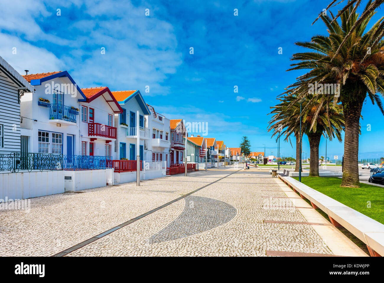 Dorf an der Küste der Costa Nova do Prado in Portugal Stockfoto
