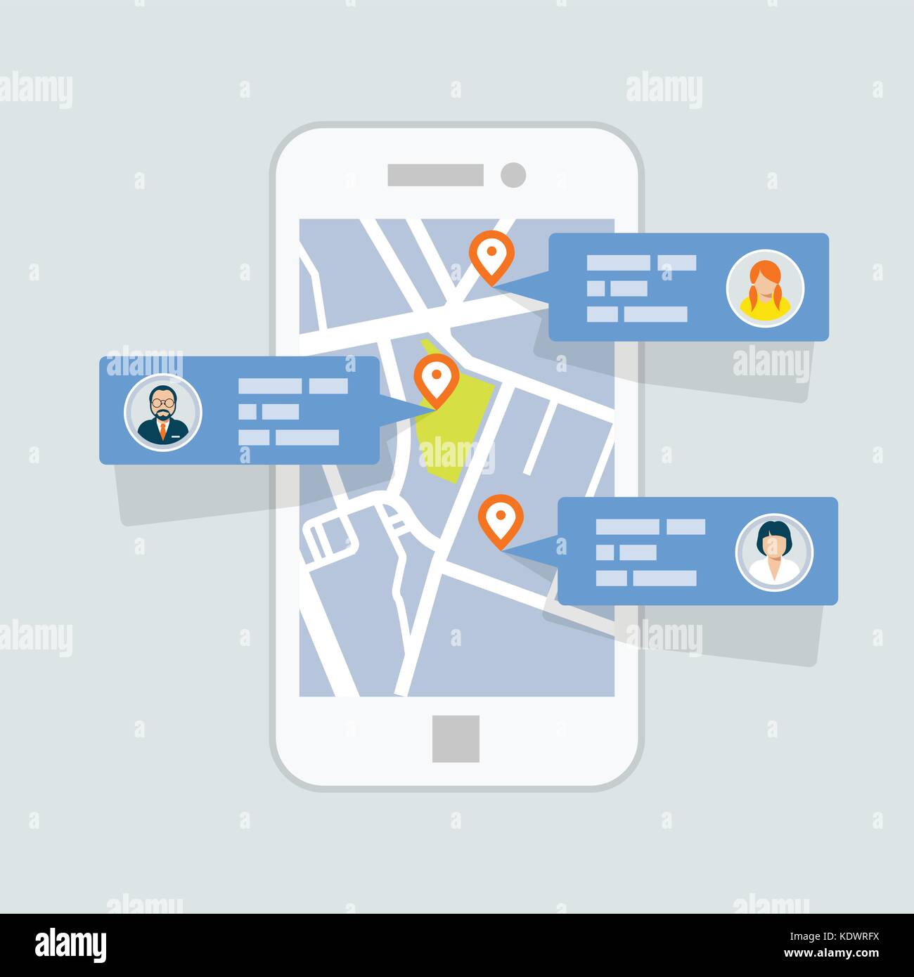 Standort der Check-in auf Karte - mobile GPS-Navigation Stock Vektor