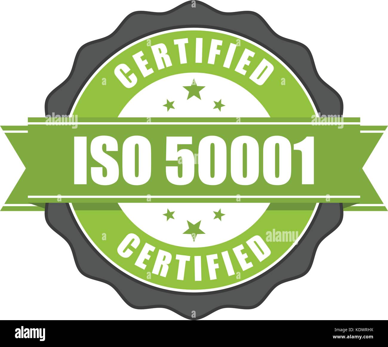 Iso 50001 Standard Zertifikat Abzeichen - Energy Management Stock Vektor