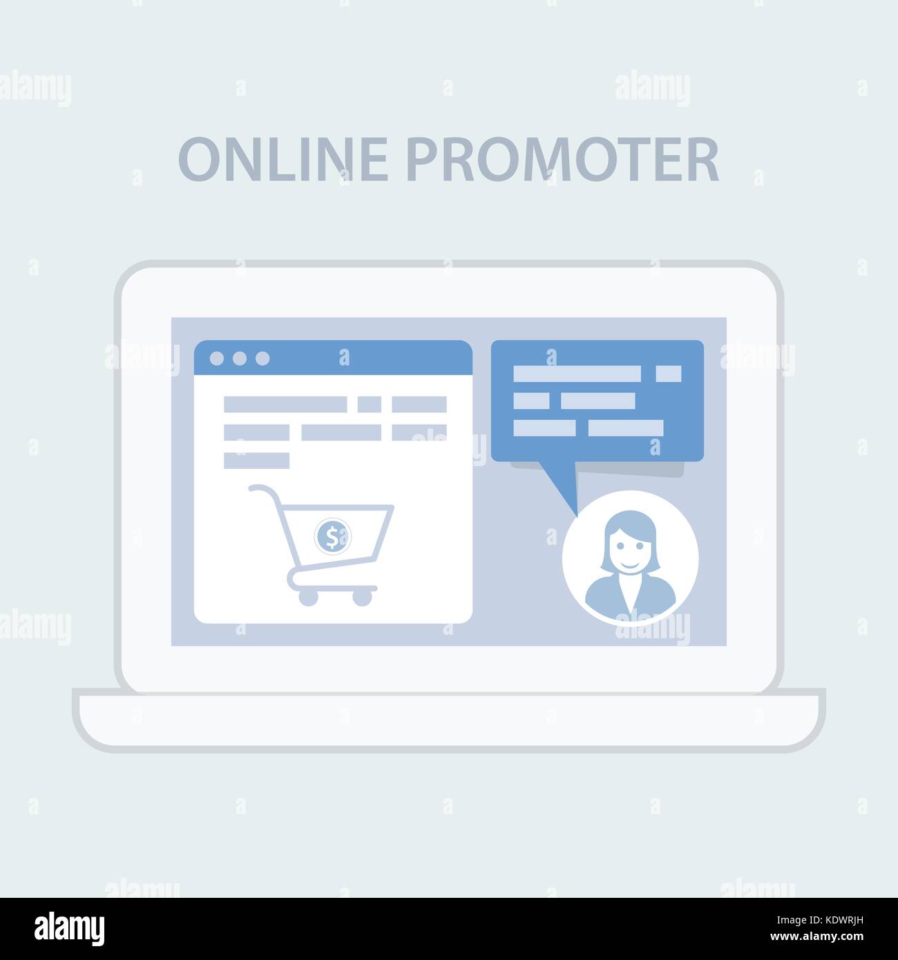Website Chat Assistance prompter - Warenkorb online Tipp Stock Vektor