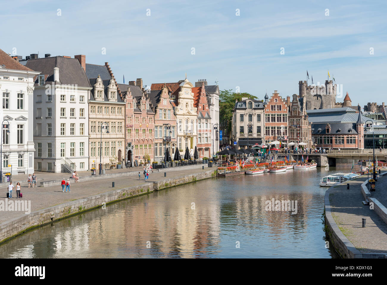 Kanal in Gent Stockfoto