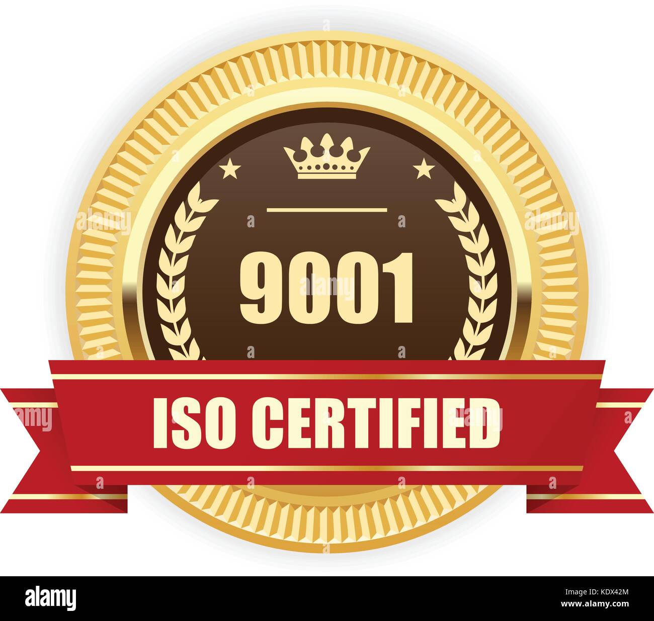 Iso 9001 zertifiziert Medaille - Qualitätsmanagement Stock Vektor