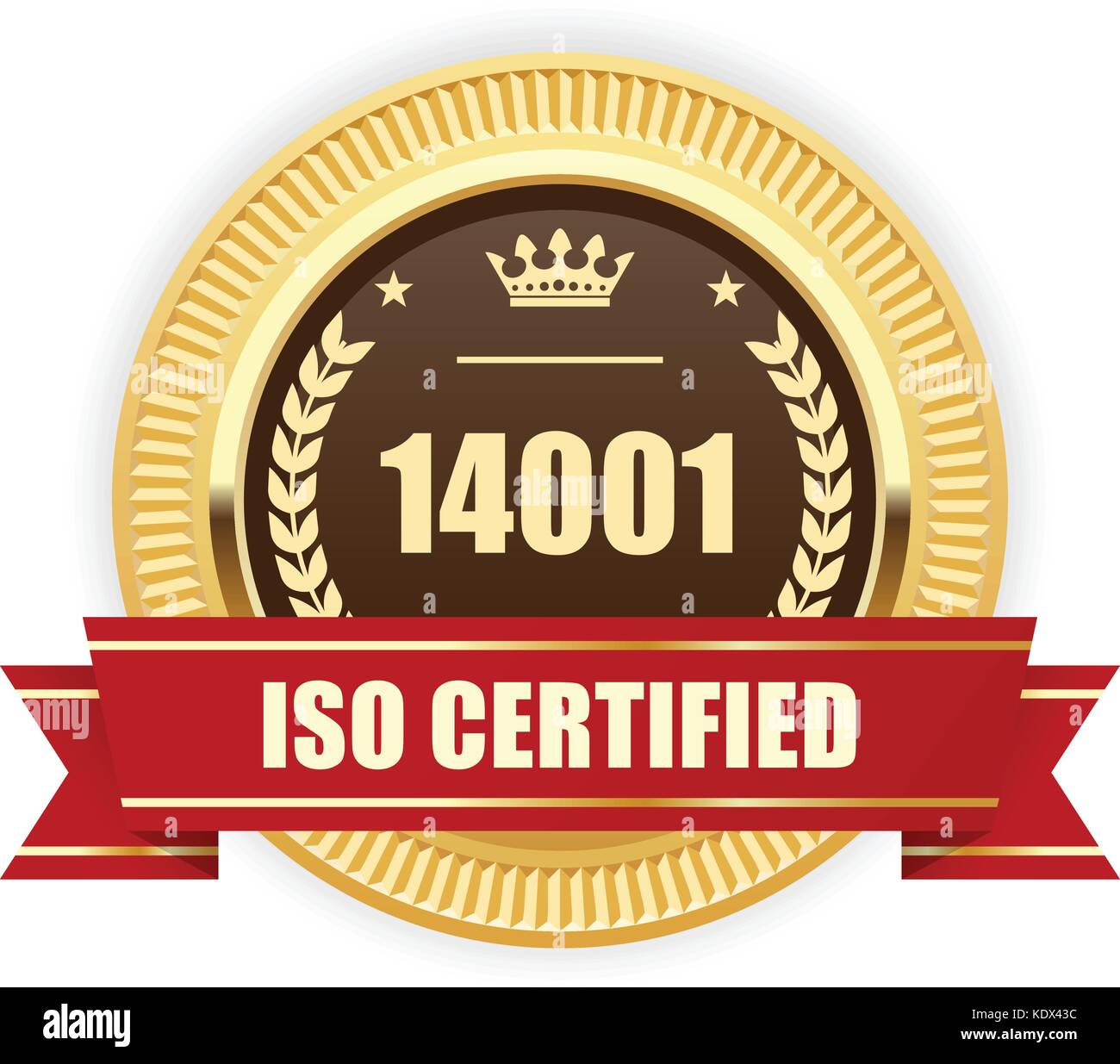 Iso 14001 zertifiziert Medaille - Umweltmanagement Stock Vektor