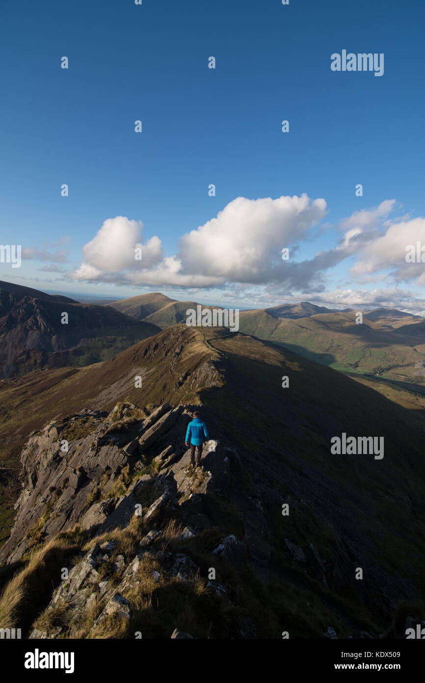 Wandern auf dem nantlle Ridge Stockfoto