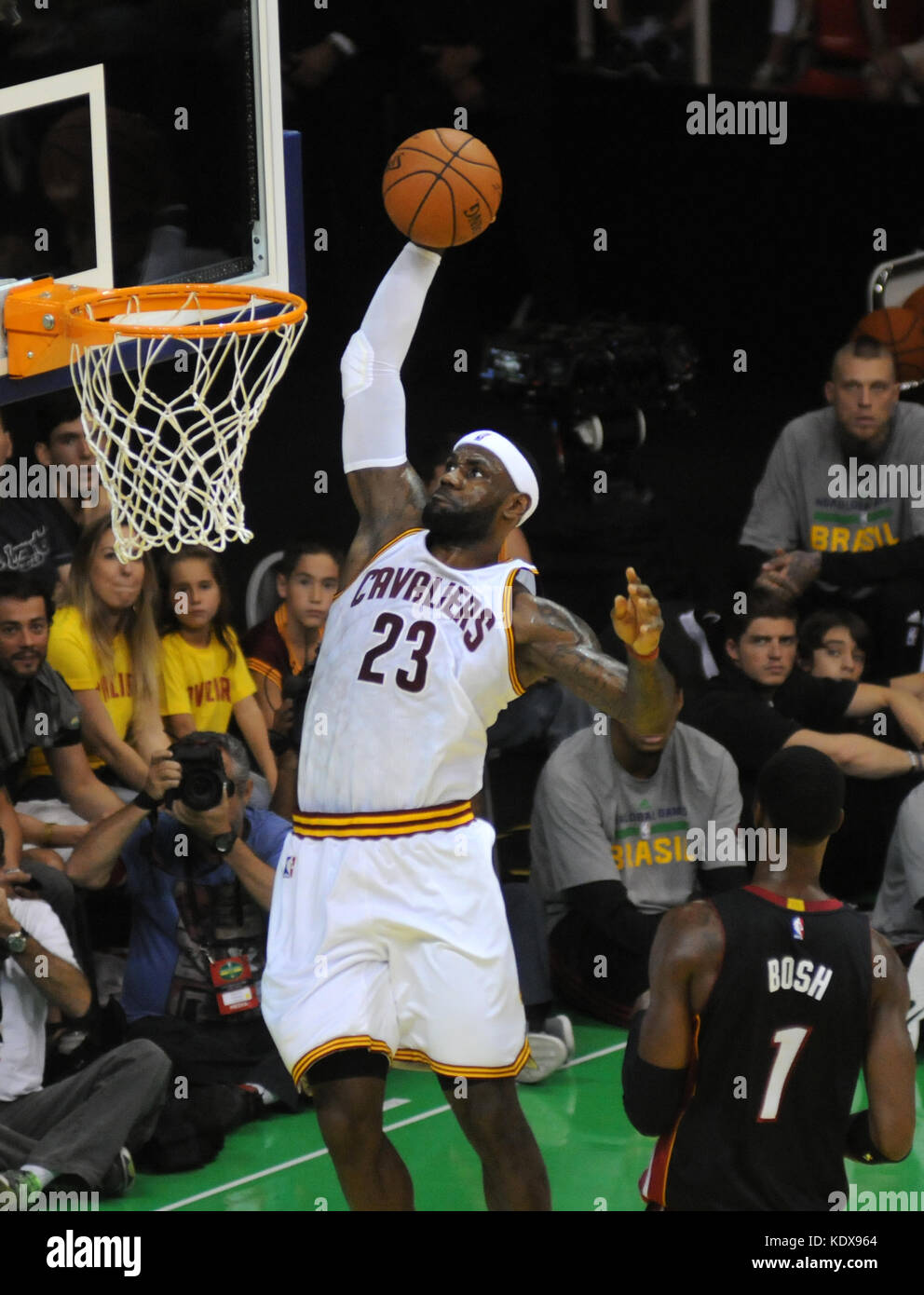 : NBA - Globale Spiele (Miami Heat und Cleveland) Vorsaisonspiele in Rio de Janeiro. Spieler Lebron James Stockfoto