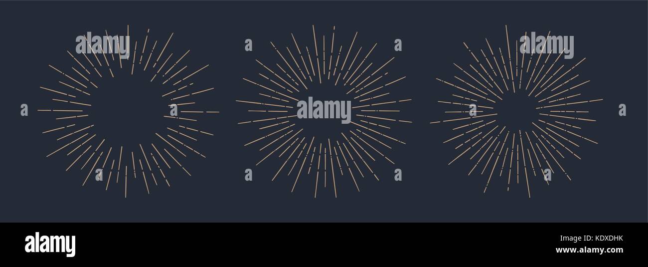 Satz von Vintage Sunburst, grafische Elemente Stock Vektor