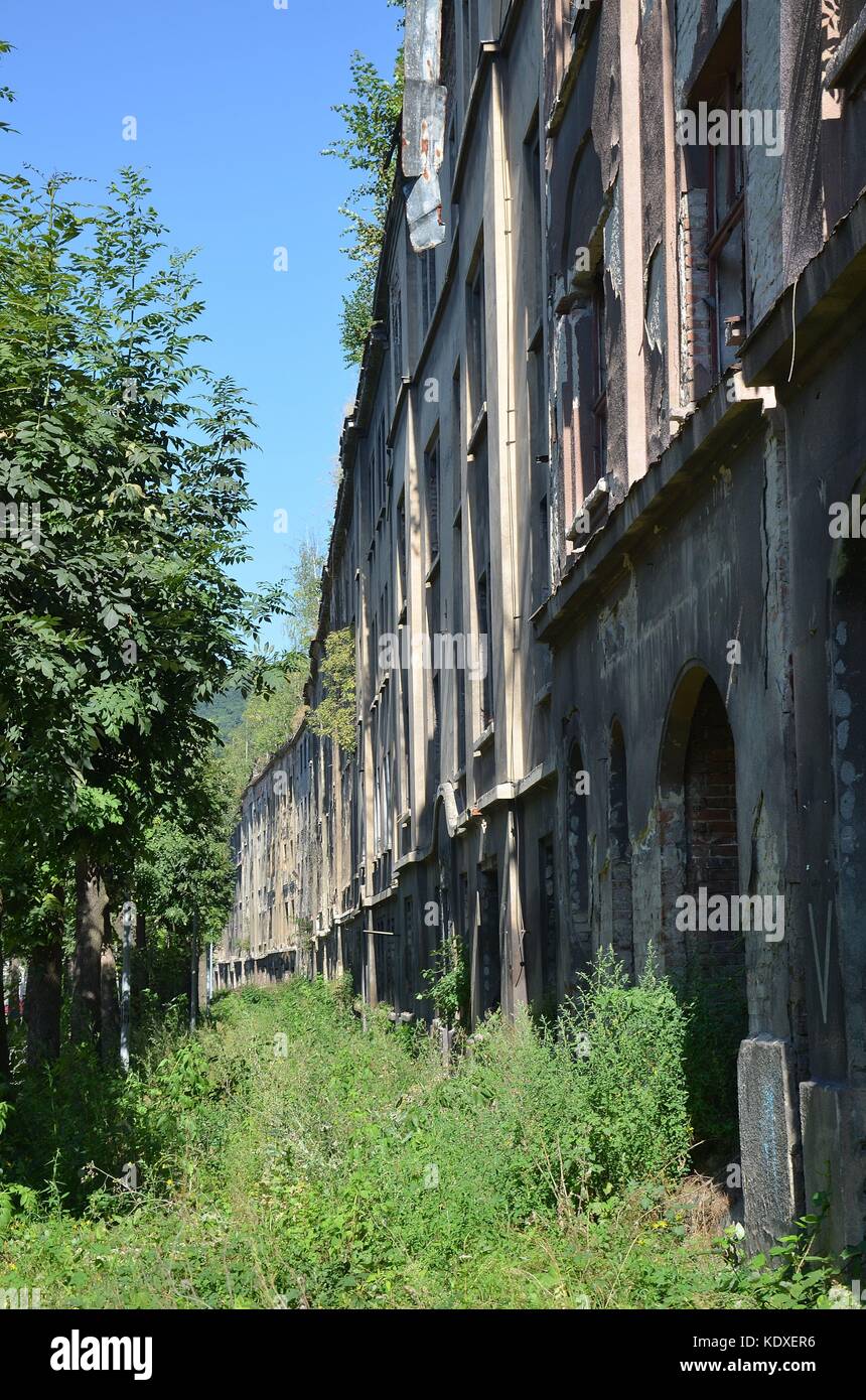Die verlassene Straße Na Nivách in Ústí nad Labem, Tschechische Republik Stockfoto