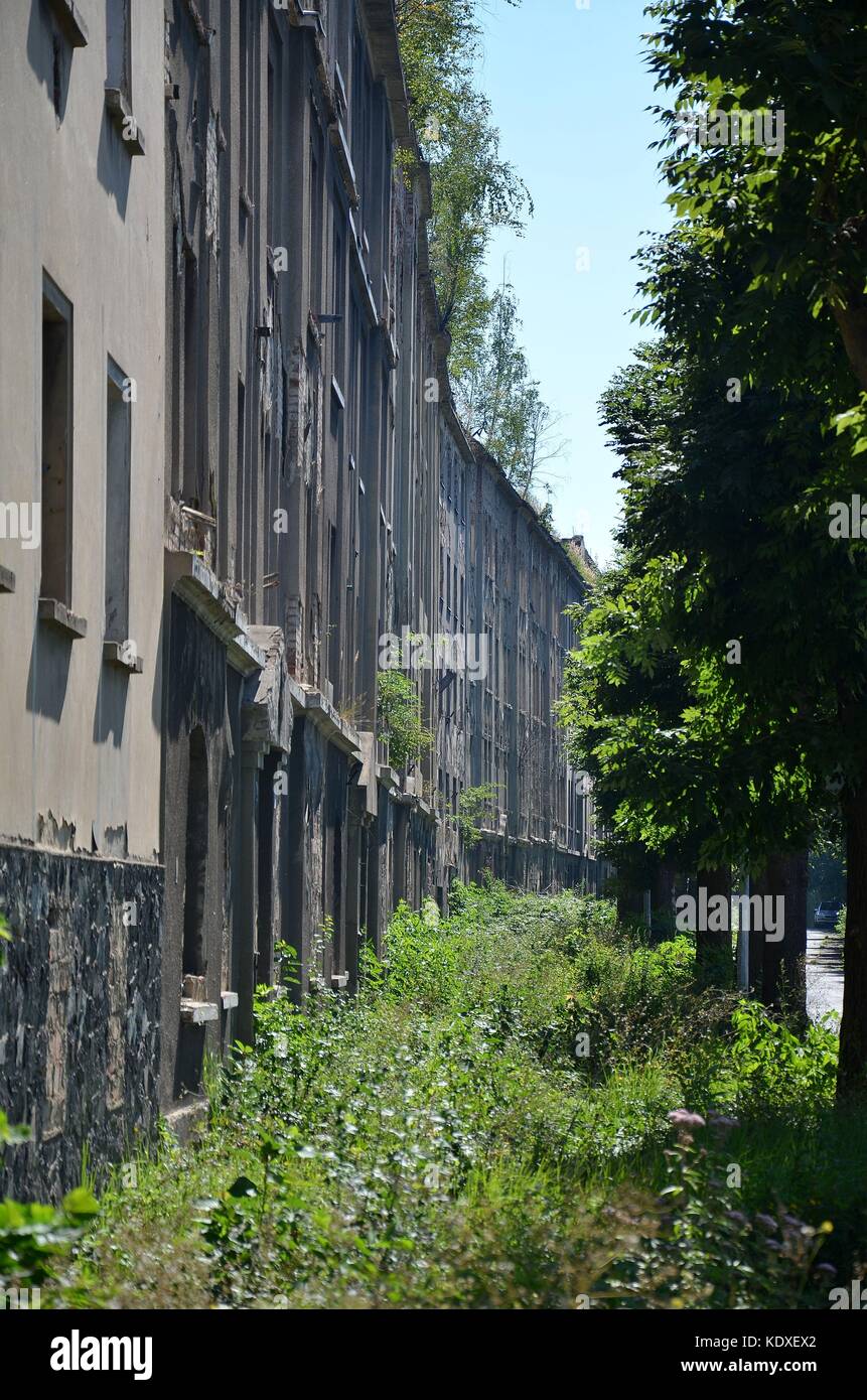 Die verlassene Straße Na Nivách in Ústí nad Labem, Tschechische Republik Stockfoto