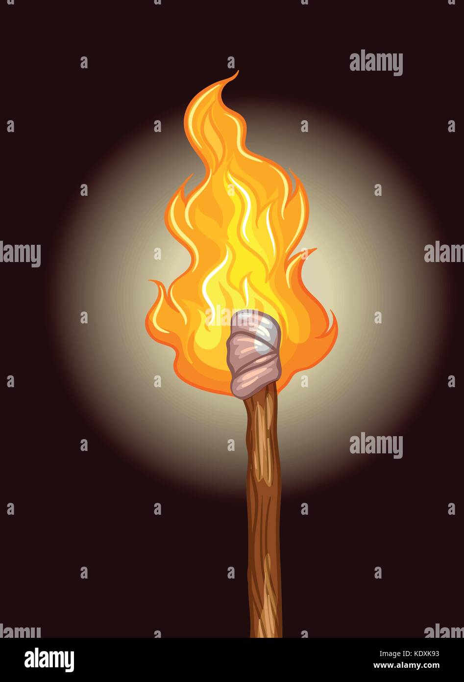 Feuer auf hölzernen Stock illustration Stock Vektor