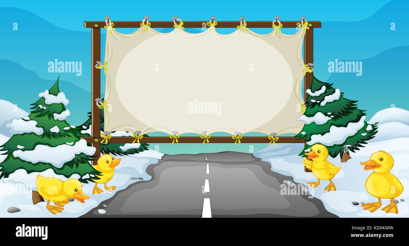 Plattenschablone mit Enten auf Schnee Abbildung Stock Vektor