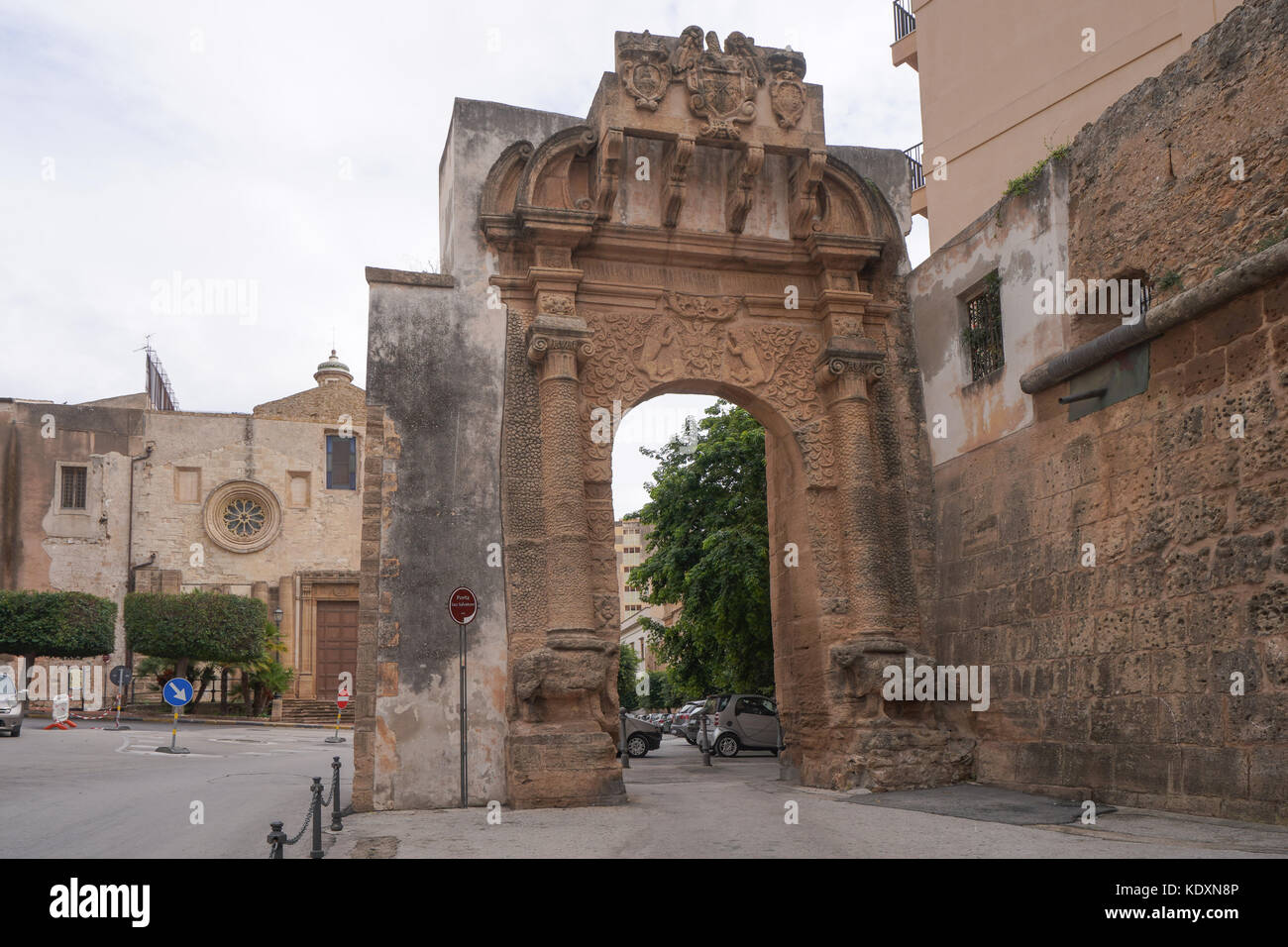 Die Porta San Salvatore City Gate in Sciacca. Aus einer Serie von Fotos in Sizilien, Italien. foto Datum: Dienstag, 3. Oktober 2017. Photo credit Shou Stockfoto