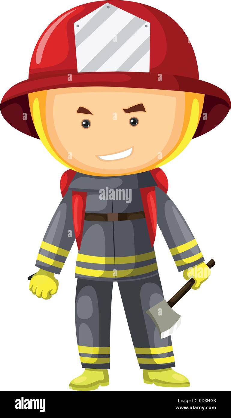 Fire Fighter in der schutzkleidung Abbildung Stock Vektor