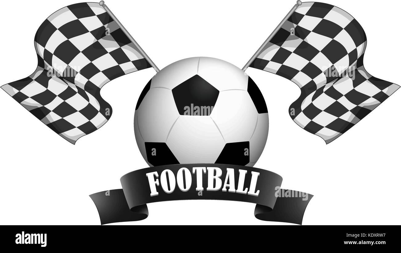 Label Design mit Fußball und flags Abbildung Stock Vektor