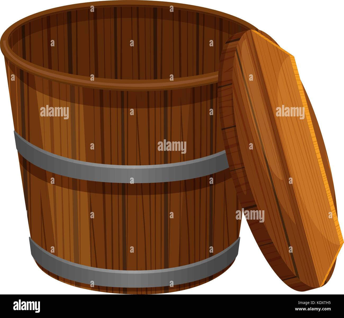 Holz- Eimer mit Deckel Abbildung Stock Vektor