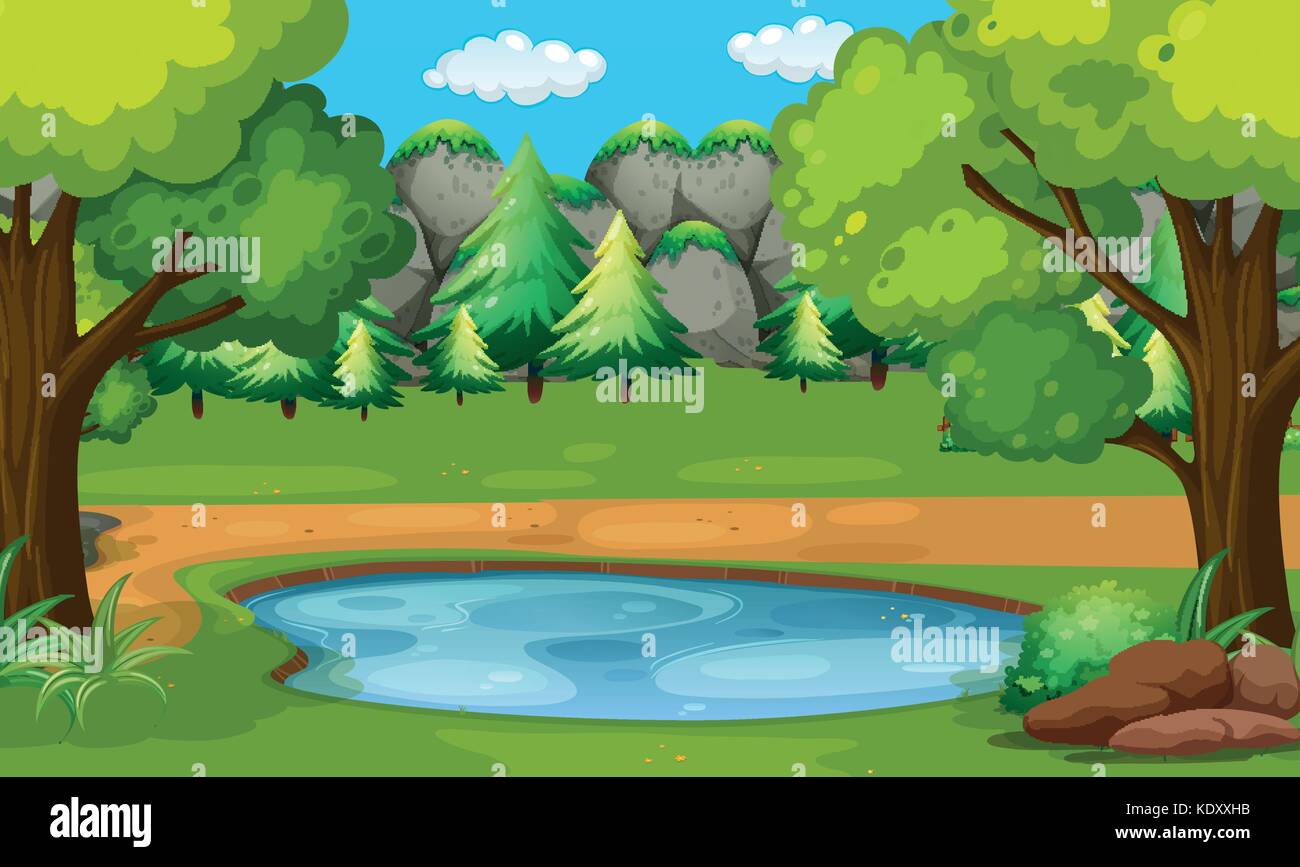 Grüne bäume teich park kaufen Alamy
