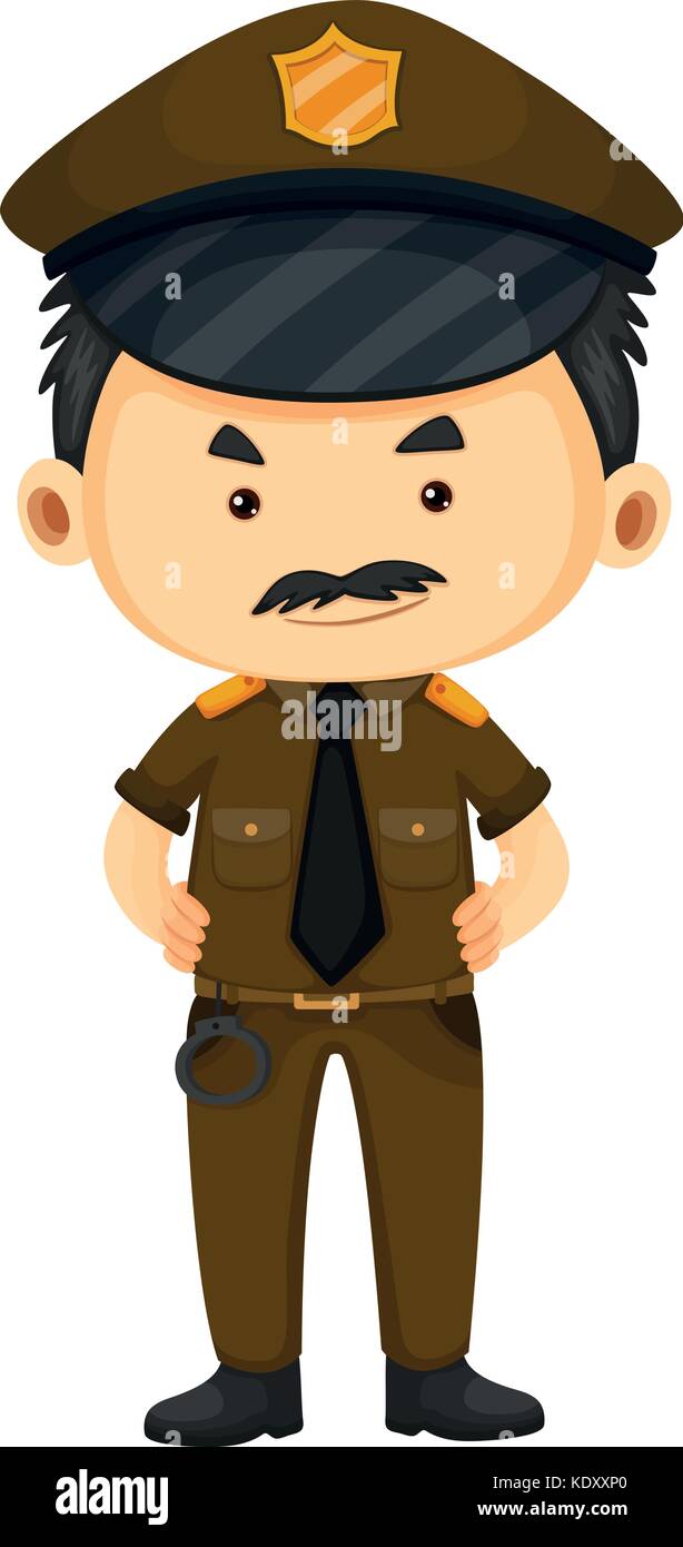 Polizist in brauner uniform Abbildung Stock Vektor