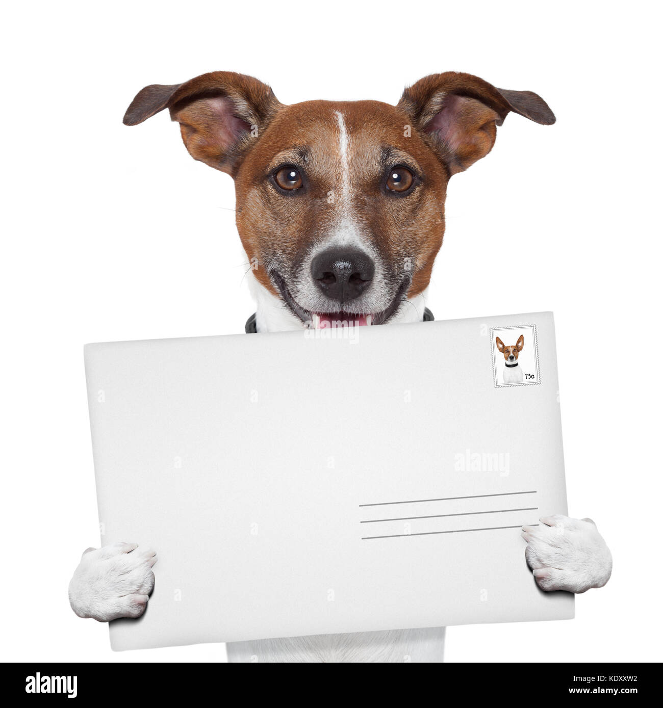 Post envelope e-mail Stempel Hund mit Schreiben Stockfoto