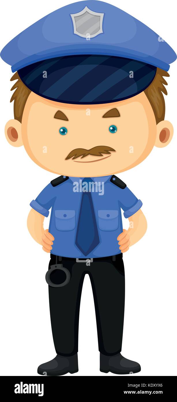 Polizisten in blauen Uniform Abbildung Stock Vektor