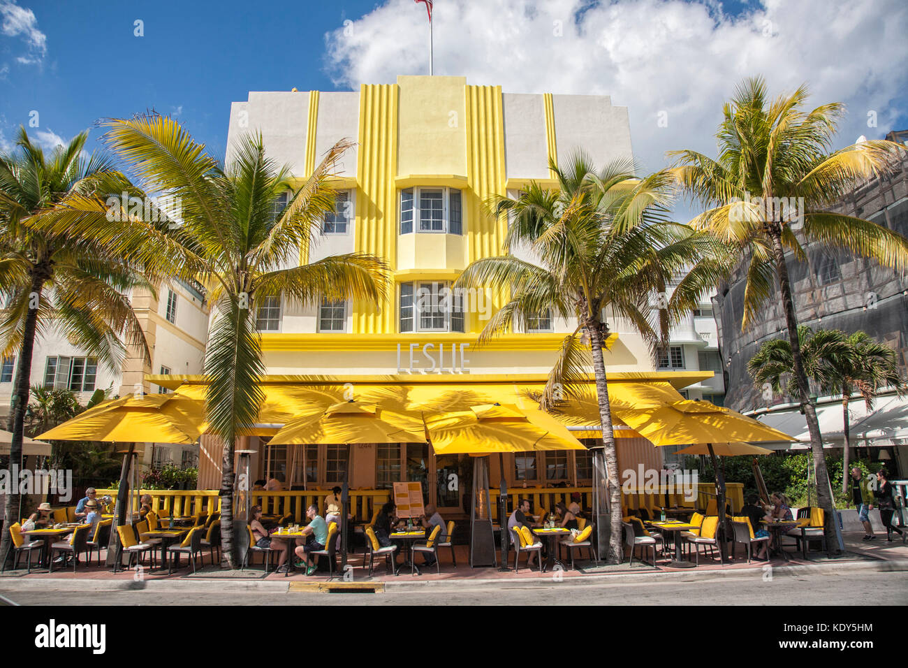 Cafe am Ocean Drive, South Beach, Miami Beach, Florida, USA Stockfoto