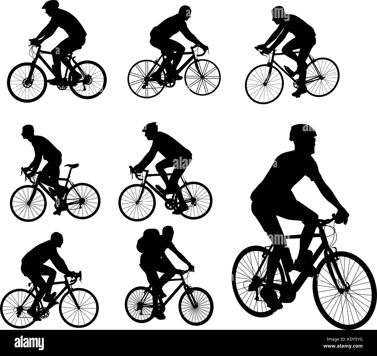 Radfahrer-Silhouetten-Sammlung - Vektor Stock Vektor