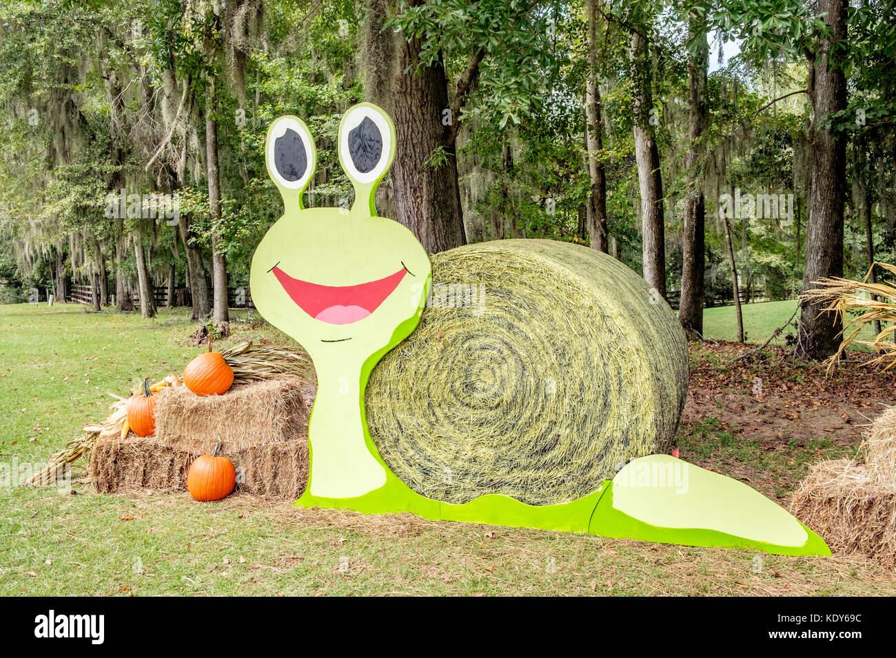 Heu Rolle für das amerikanische Halloween Urlaub in Hecht Straße eingerichtet, Alabama, USA. Stockfoto