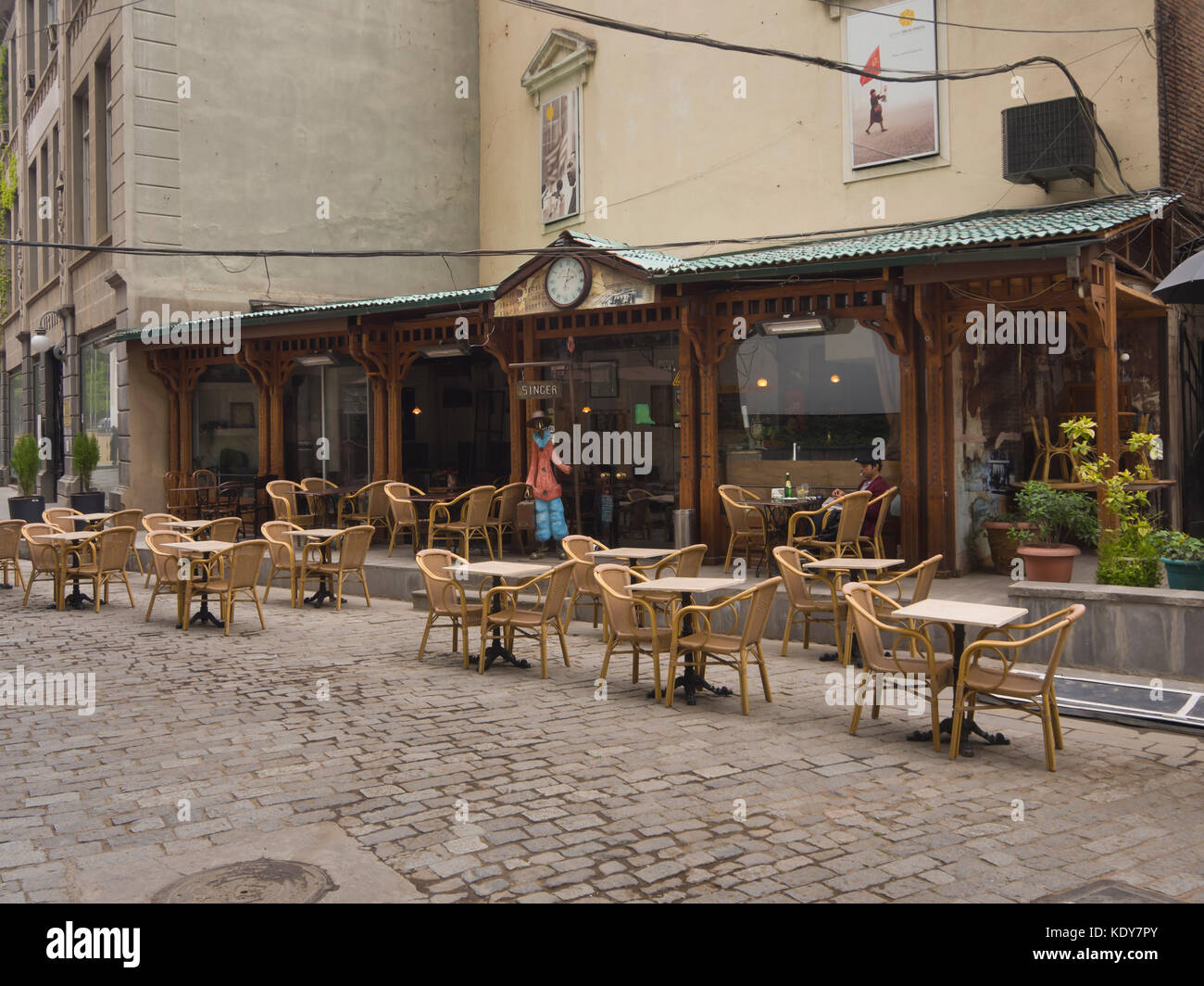 Jazz Cafe Sänger, ein gemütliches Cafe und Restaurant in Sioni Straße im Zentrum von Tiflis, Georgien Stockfoto