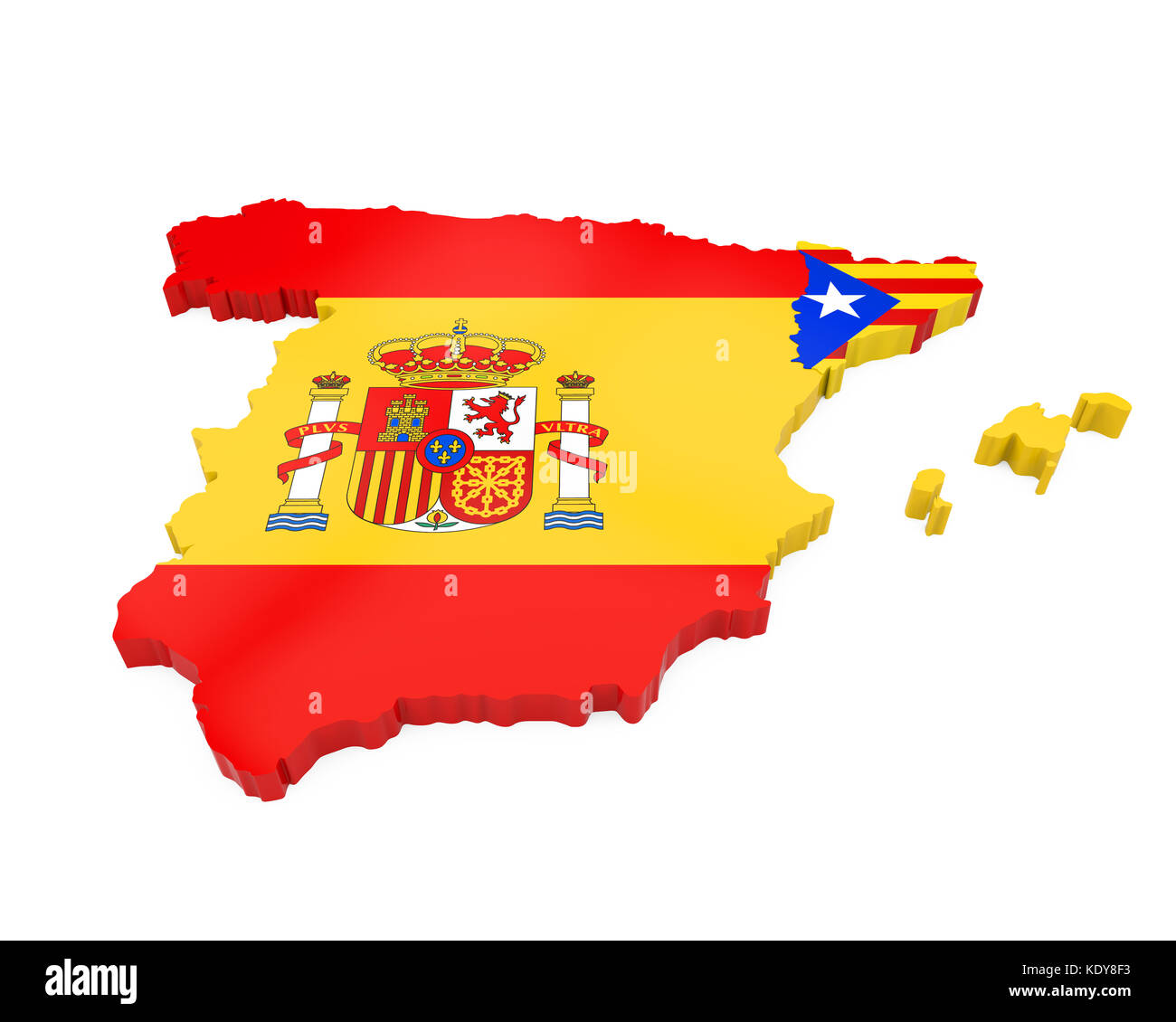 Spanien und Katalonien Karte isoliert Stockfoto