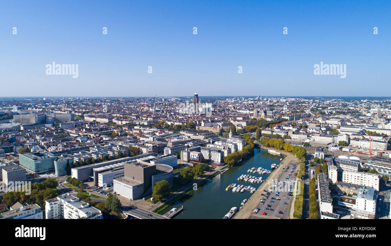 Luftaufnahme von Nantes in Loire Atlantique Stockfoto