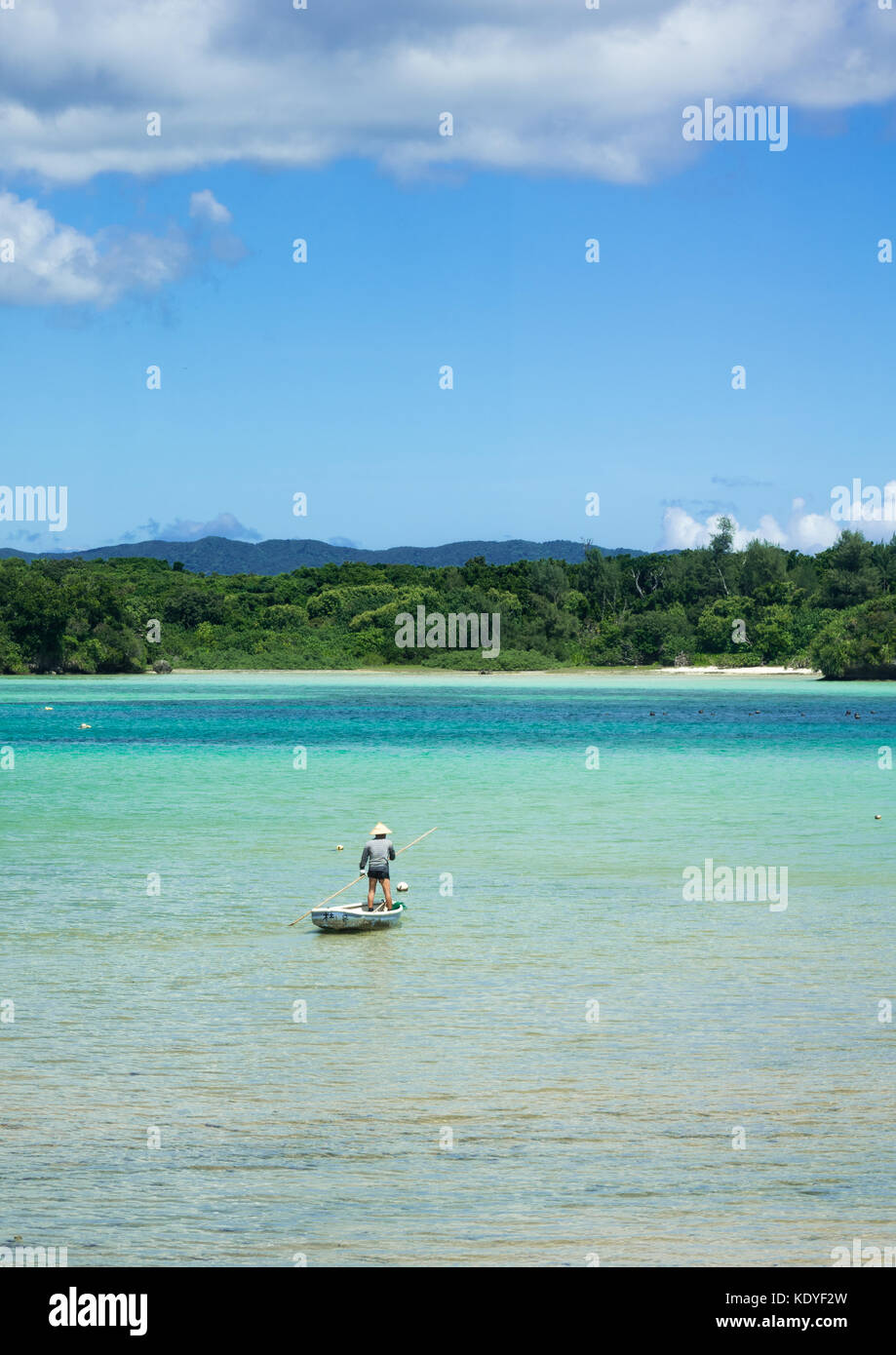 Fischer, Fische im kristallklaren Wasser der Bucht von Kabira, Ishigaki-jima, yaeyama Inseln, in der Präfektur Okinawa, Japan Stockfoto