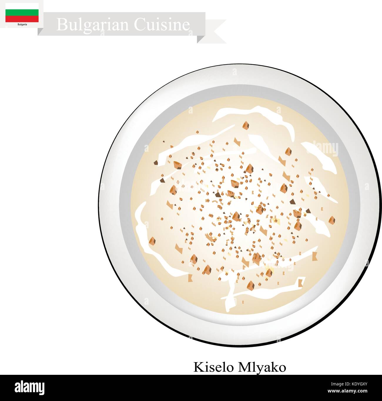 Die bulgarische Küche, kiselo mlyako oder fermentierte Milch. Eines der beliebtesten Getränke in Bulgarien. Stock Vektor