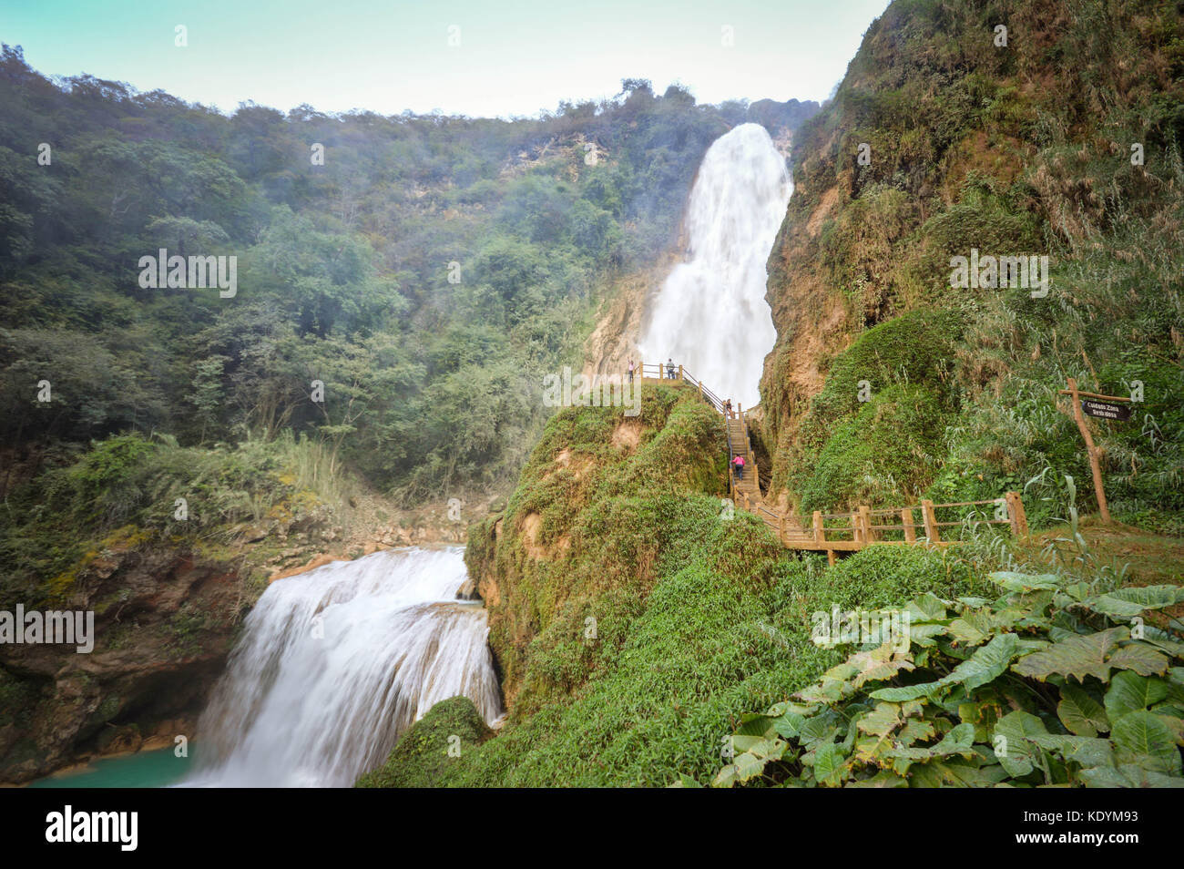 Schöne el chifflon Wasserfälle im Bundesstaat Chiapas, in der Nähe von Nuevo Dominguez, Mexiko. Die größeren Wasserfall heißt Bridal Veil Stockfoto