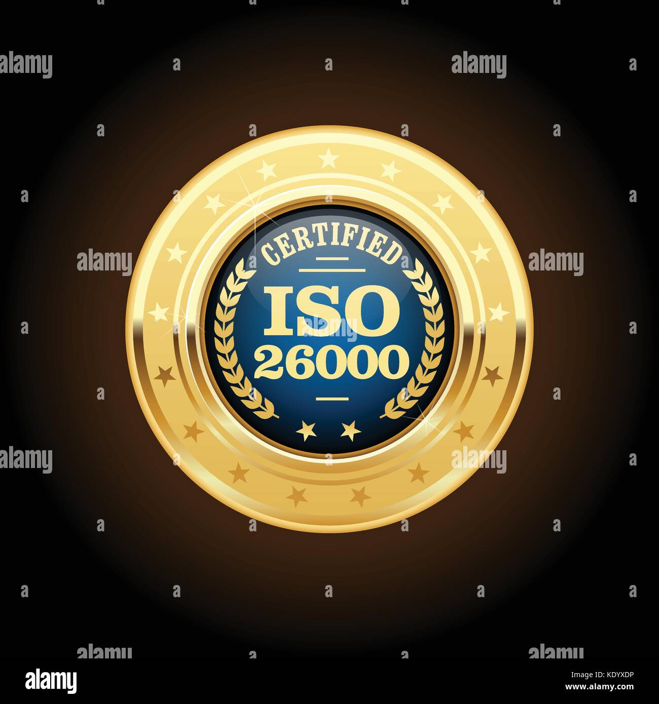 Iso 26000 Standard Medaille - Soziale Verantwortung Stock Vektor