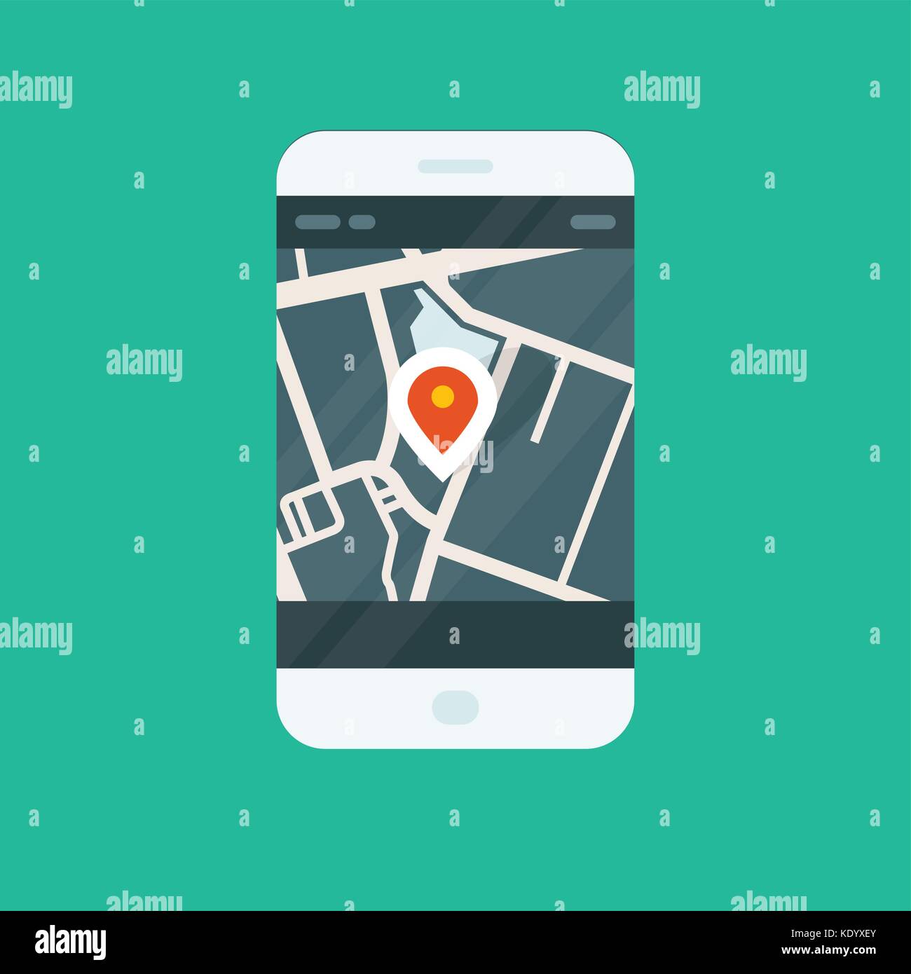 Stadt navigation Smartphone App-Standort auf Karte anzeigen Stock Vektor