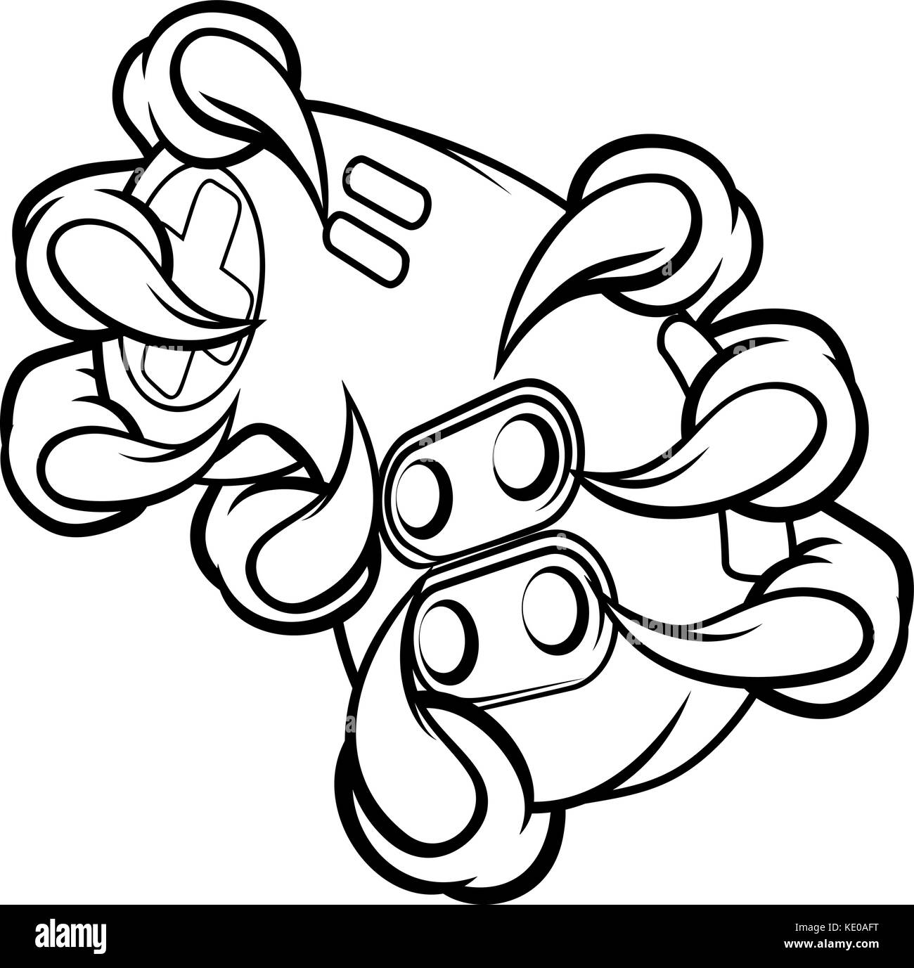 Monster-Gamer Krallen halten Spiele-Controller Stock Vektor