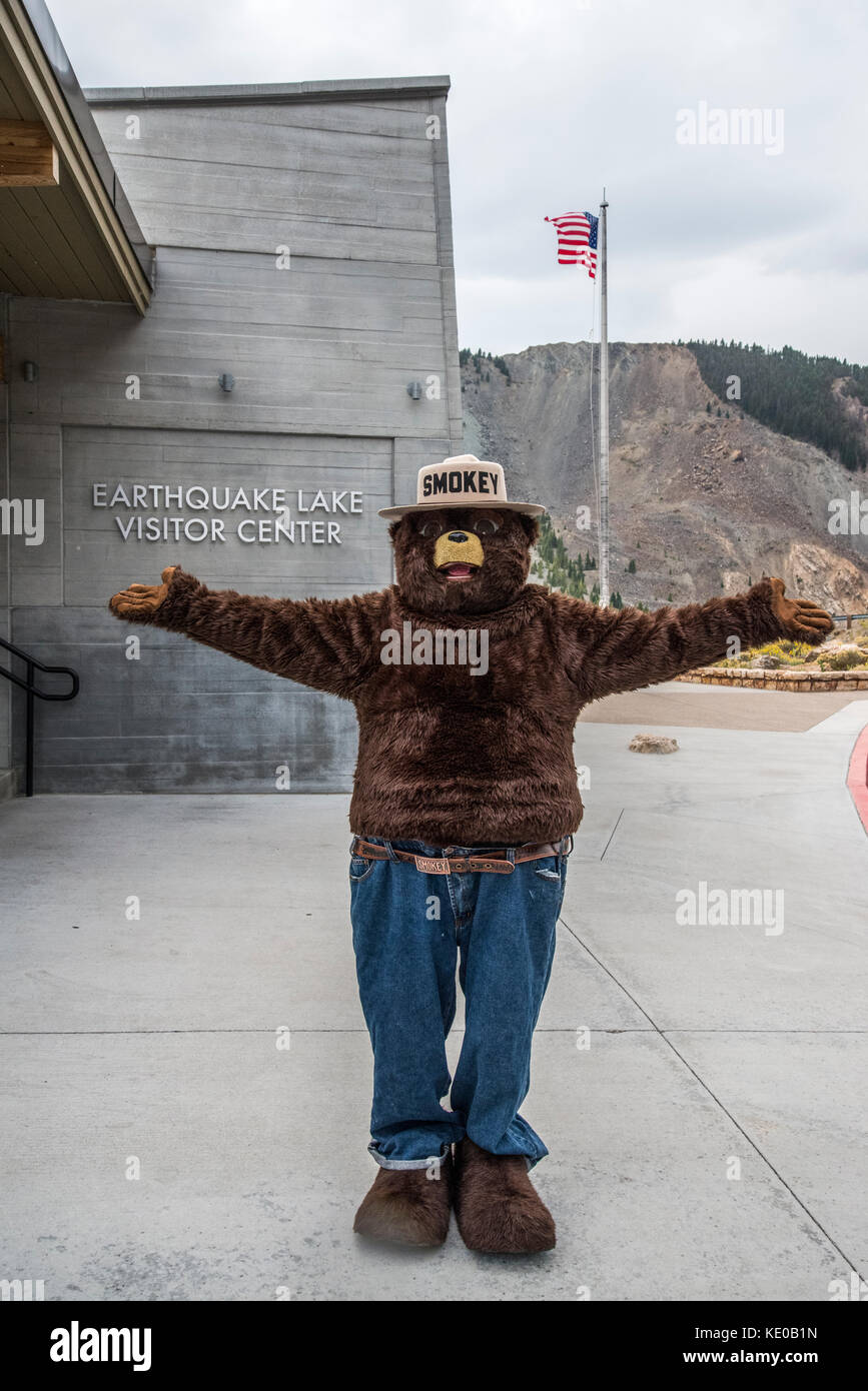 Erdbeben See, Montana, Smokey Bär bei Erdbeben See Besucherzentrum Stockfoto
