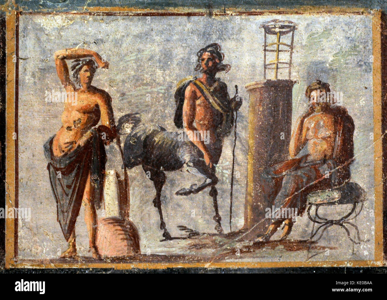 Fresko Apollo, der Kentaur Chiron und Asklepios. Pompeji. Nationalen Archäologischen Museum. Neapel. Italien Stockfoto