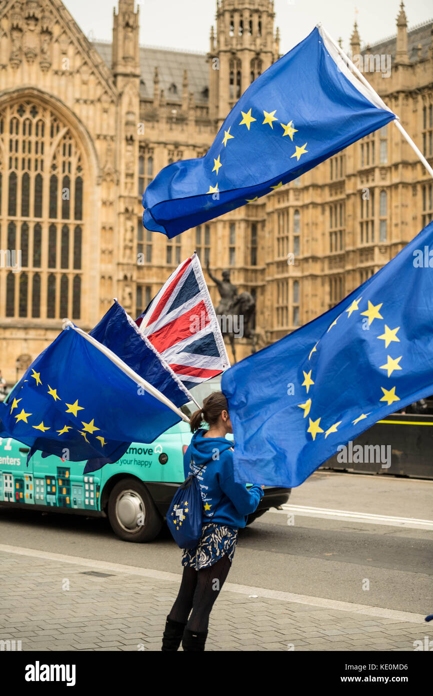 London, 17. Oktober 2017, anti brexit Demonstranten den Palast von Westminster credit outsdie: Ian Davidson/alamy leben Nachrichten Stockfoto