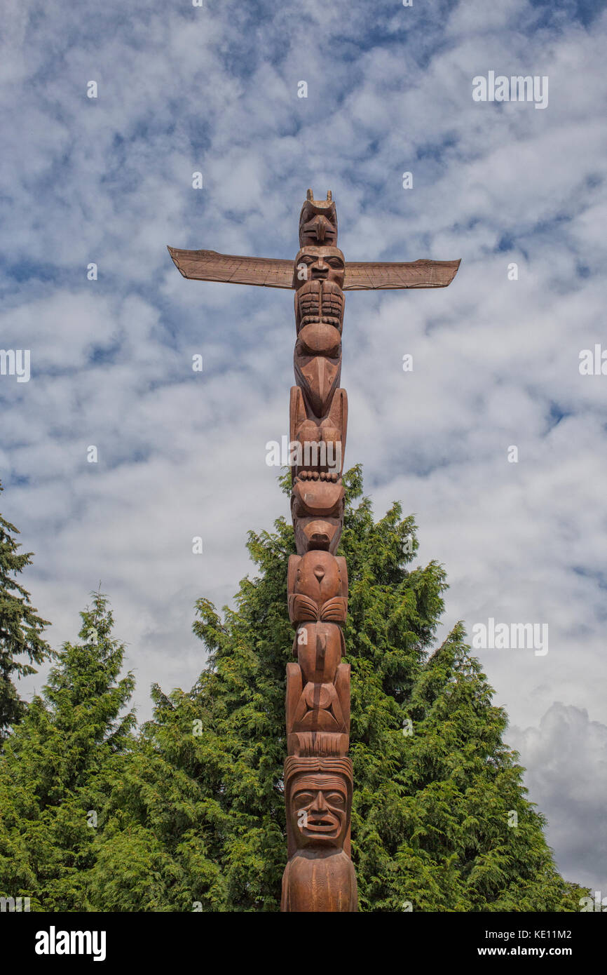 Totem im Stanley Park, Vancouver, Kanada Stockfoto