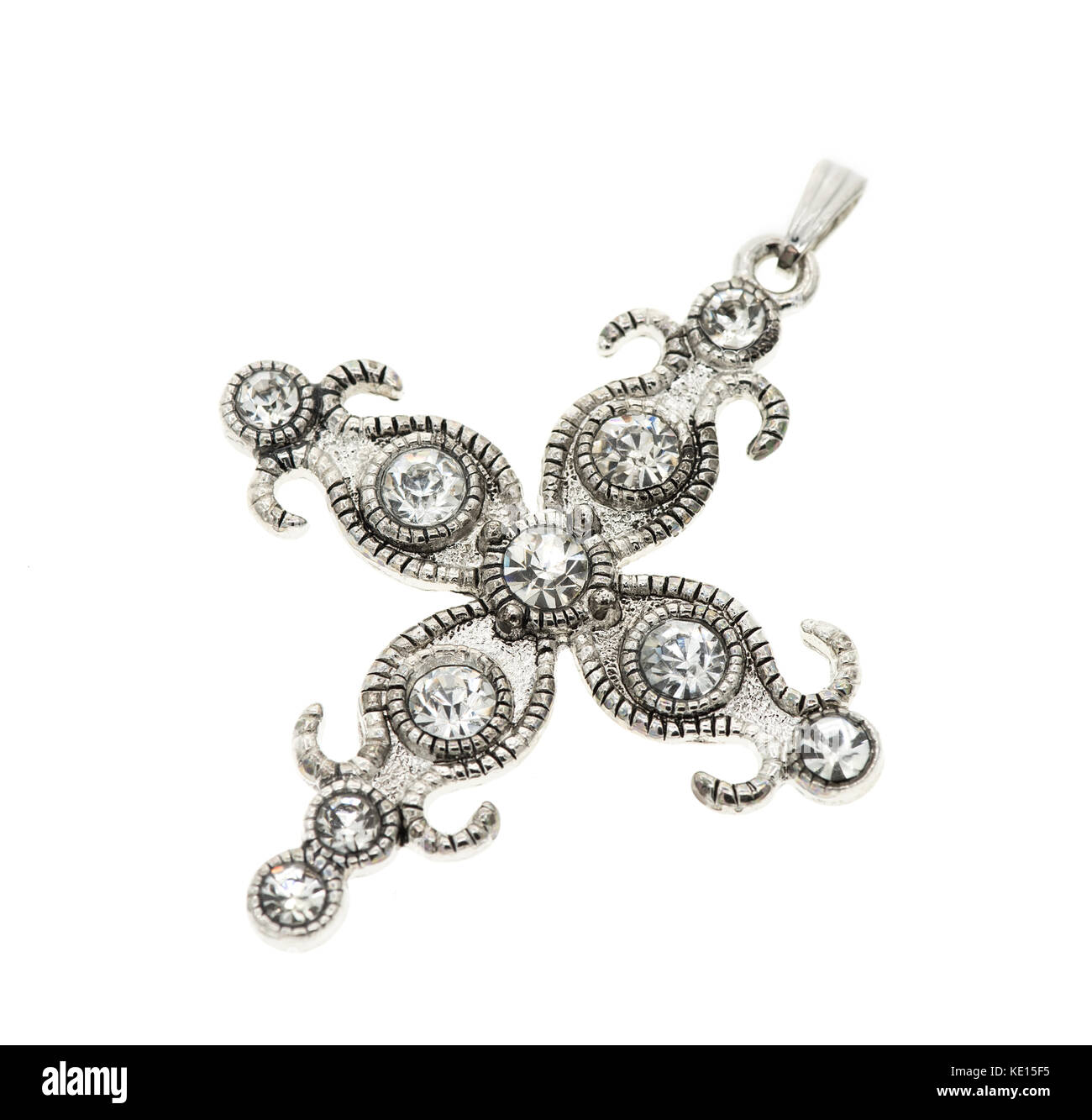 Kreuz-Anhänger isoliert auf weißem Hintergrund Stockfoto