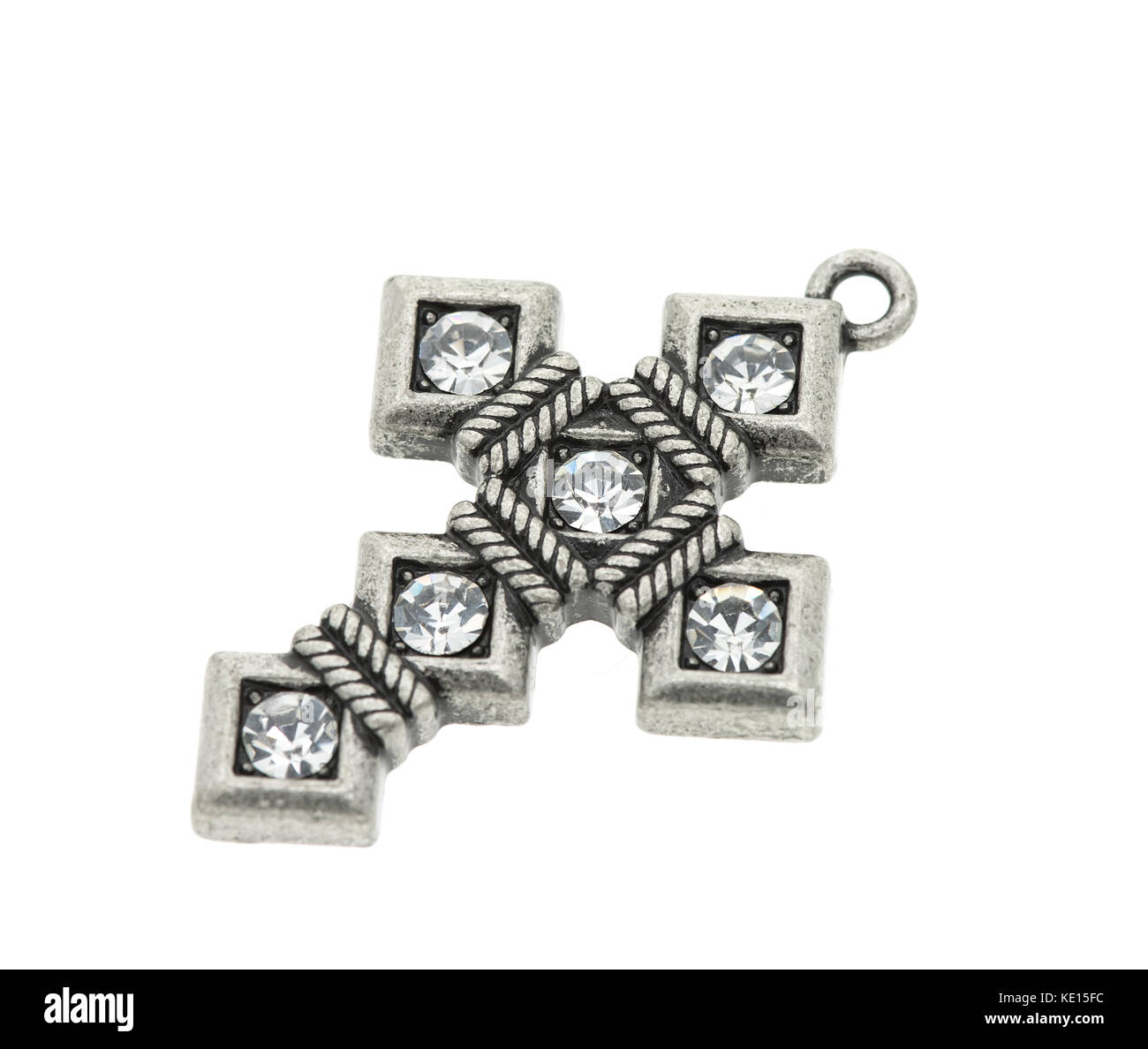 Kreuz-Anhänger isoliert auf weißem Hintergrund Stockfoto