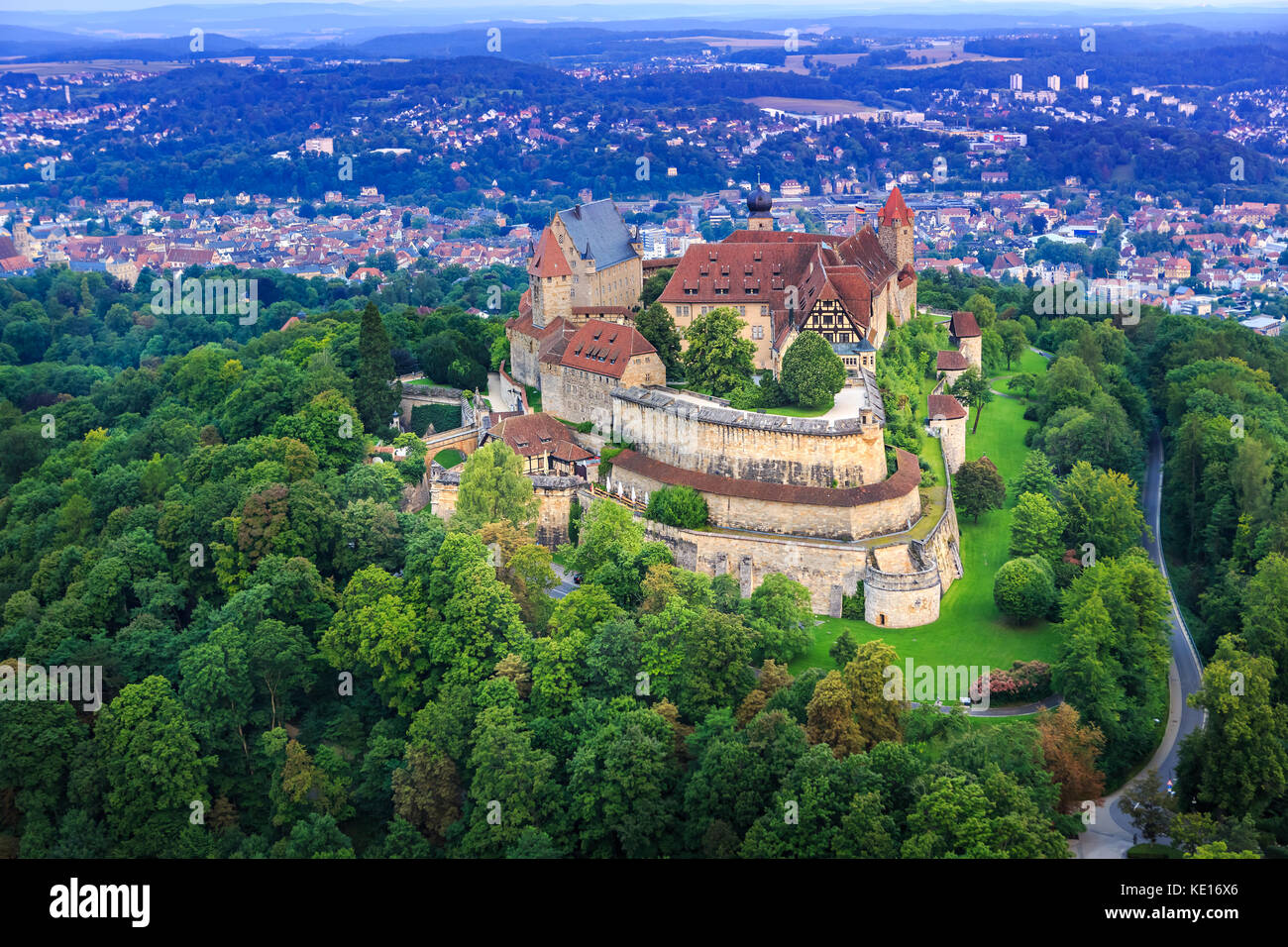 Mit Blick auf die Burg Veste Coburg, Bayern, Deutschland Stockfoto