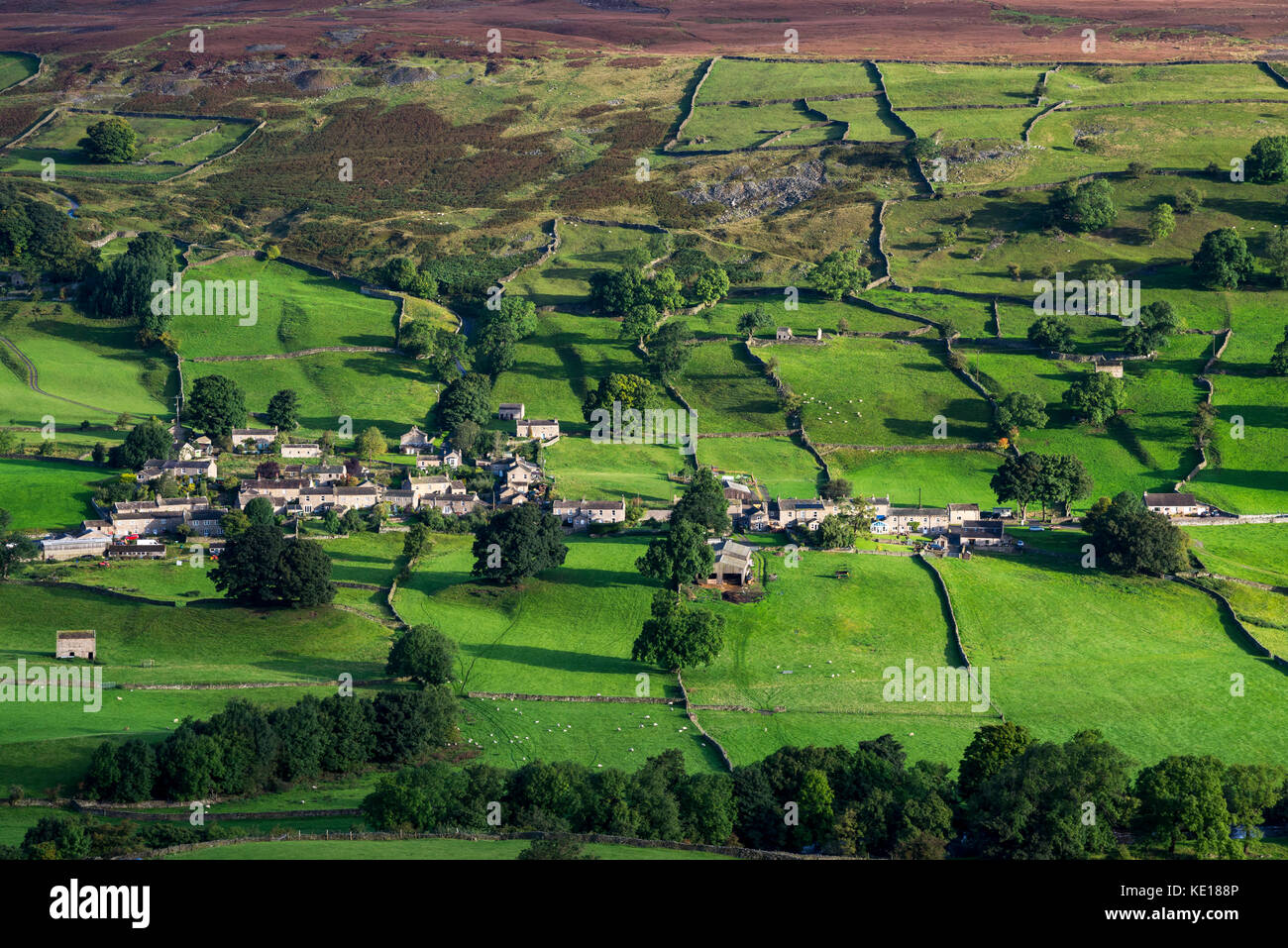 Das Dorf healaugh in swaledale, Yorkshire Dales National Park, England. Stockfoto