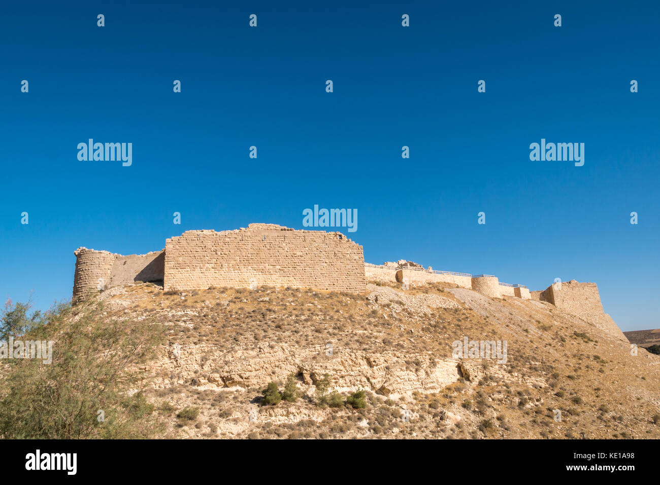 Ansicht der Höhenburg, Montreal oder shoubak Schloss, 12. Jahrhundert fort, Crusader Kings Highway, Jordanien, Naher Osten Stockfoto